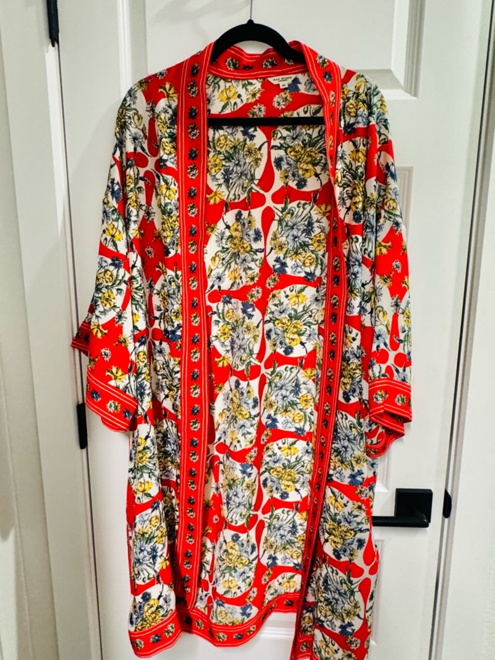 Max Studio London Floral Kimono Wrap Cardigan | Size 2X | Boho Orange Print